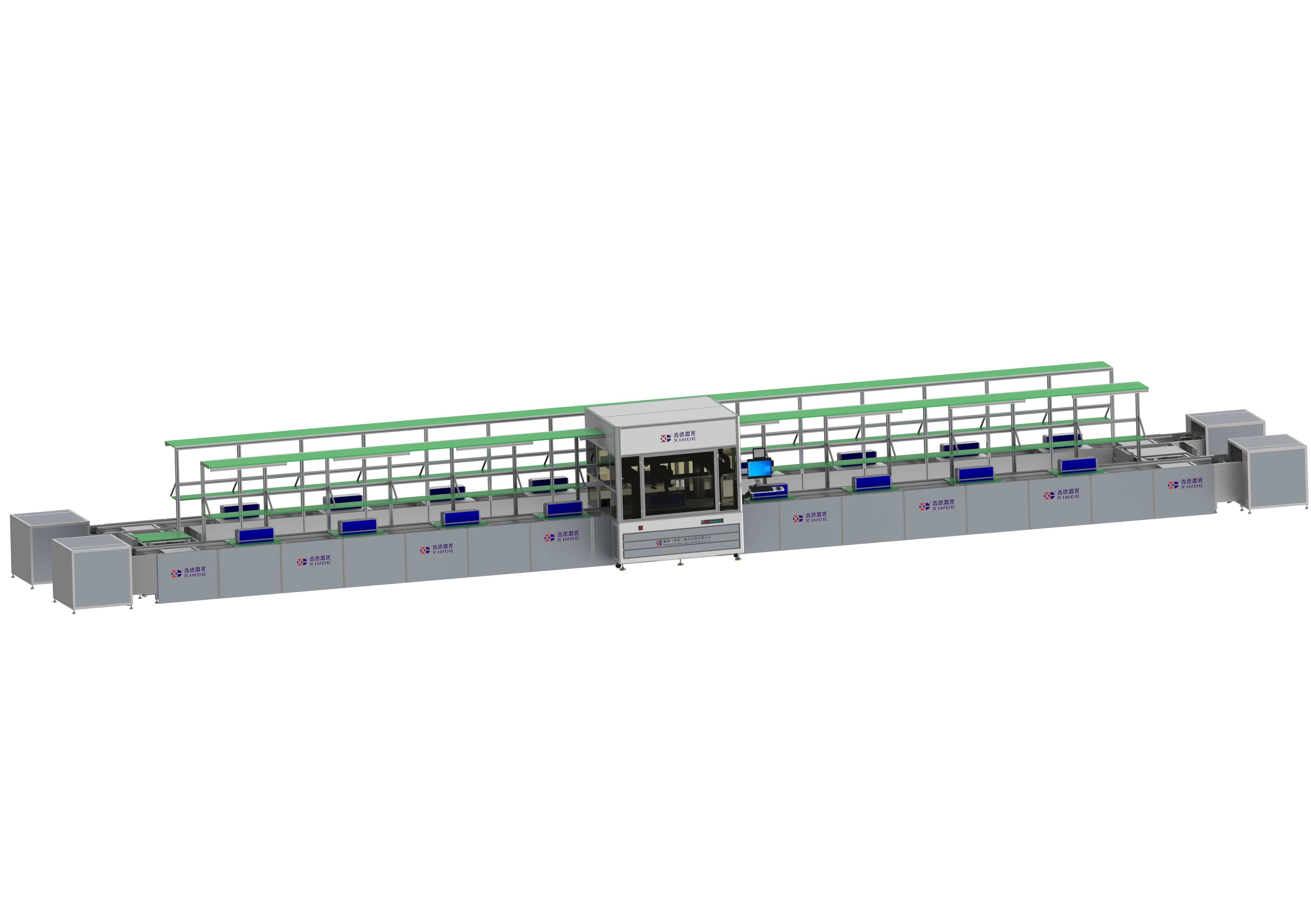 Laser welder station + power multiple chain pipeline